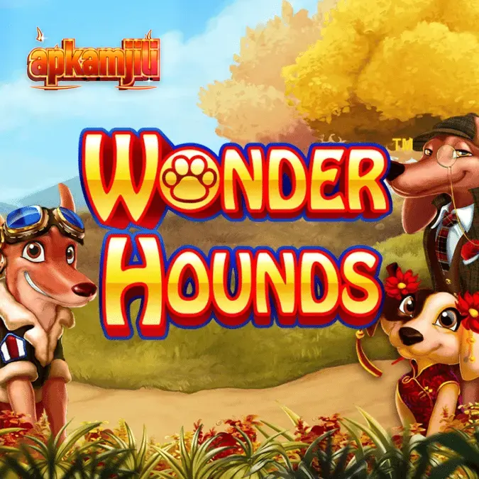 Tampilan visual permainan slot Wonder Hounds dengan tema anjing yang ceria